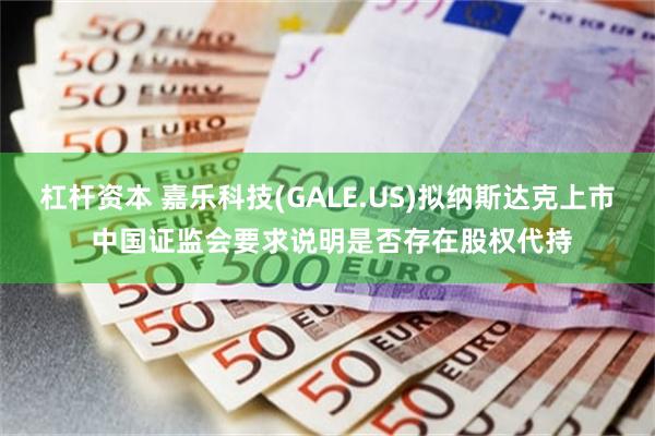 杠杆资本 嘉乐科技(GALE.US)拟纳斯达克上市 中国证监会要求说明是否存在股权代持