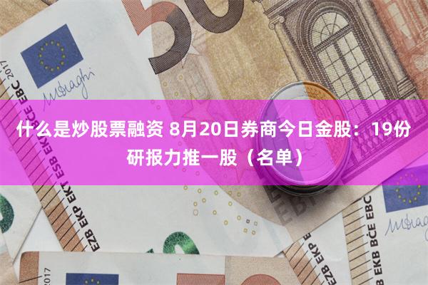 什么是炒股票融资 8月20日券商今日金股：19份研报力推一股（名单）