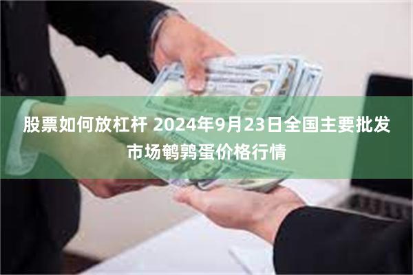 股票如何放杠杆 2024年9月23日全国主要批发市场鹌鹑蛋价格行情