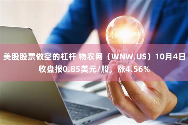 美股股票做空的杠杆 物农网（WNW.US）10月4日收盘报0.85美元/股，涨4.56%